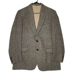 Vintage Men’s 44R Wool Tweed Blazer Sport Coat Plaid Herringbone Jacket Heritage